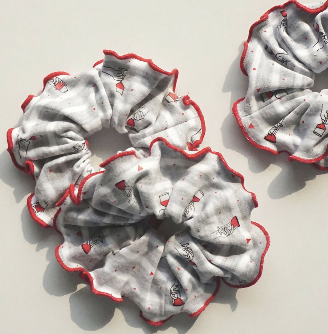 Wine in Hand Organic Cotton Scrunchie