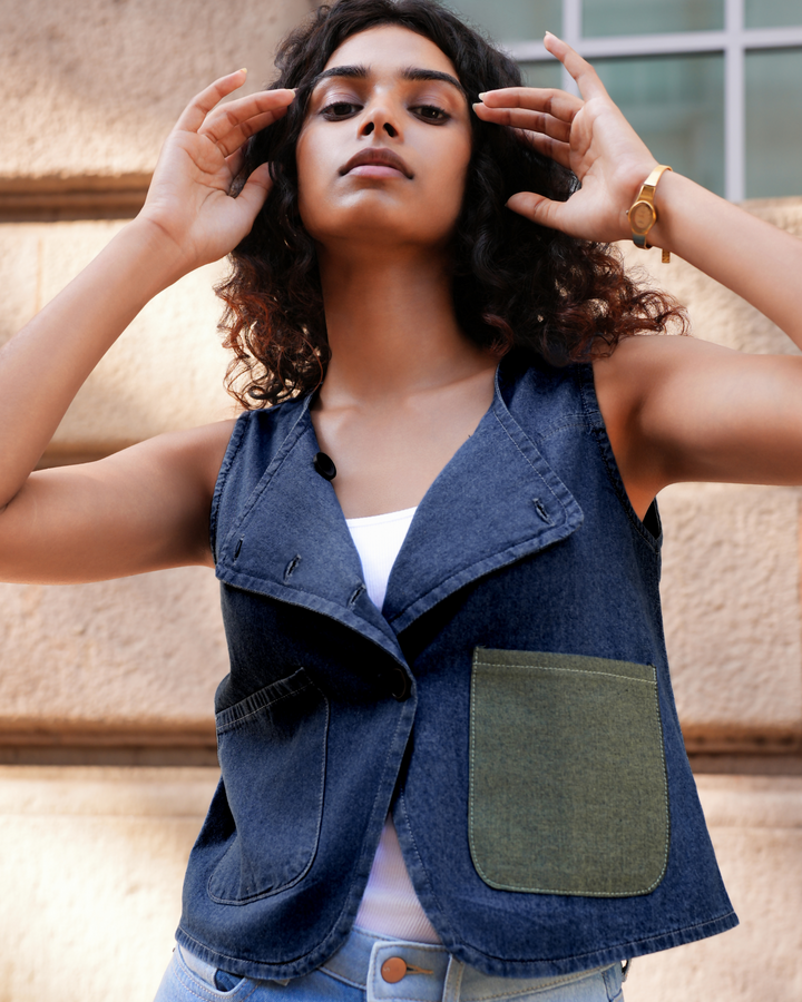 Dark Indigo Short Top X Waist Coat