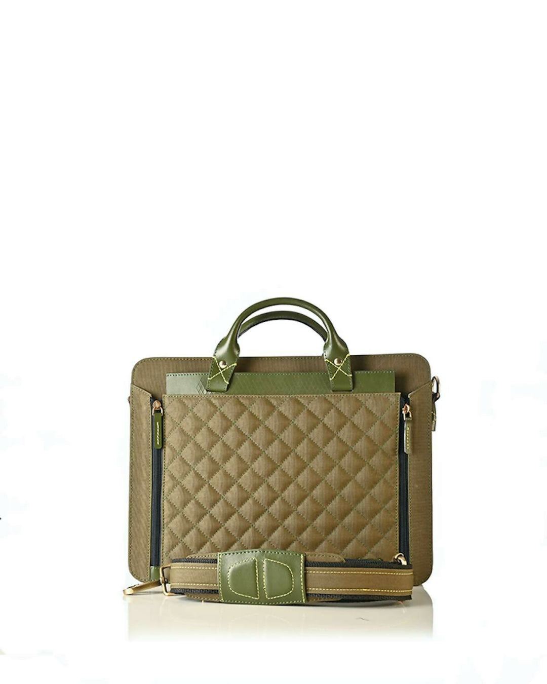 Ecru Criss Cross Laptop Bag
