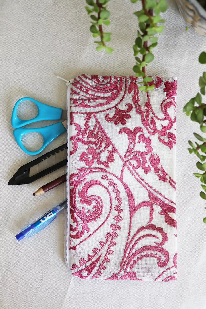 Pink Embroidered Multipurpose Pouch