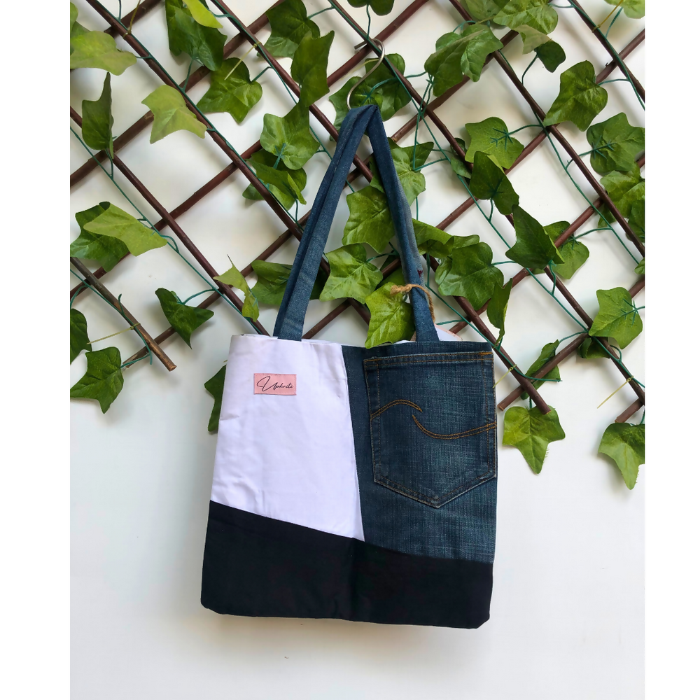 Denim Charm Tote Bag
