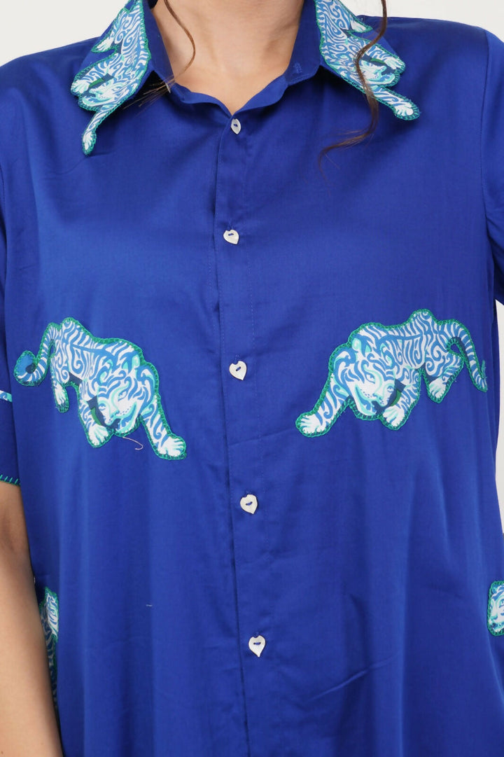 Blue Rawrr Shirt Dress
