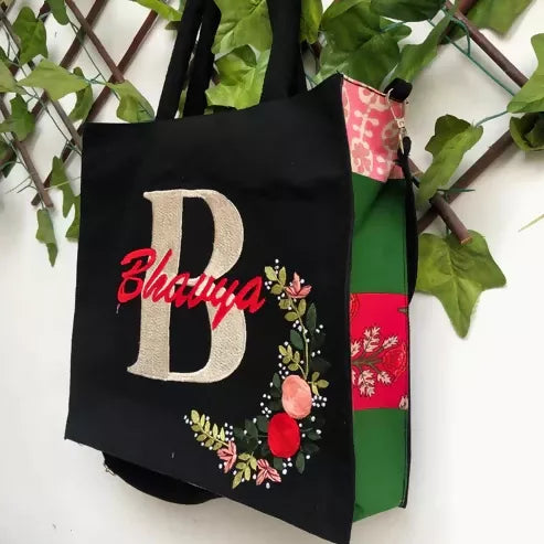 Personalized Black Box Tote Bag
