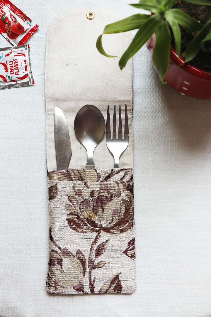 Brown Printed Cutlery Case