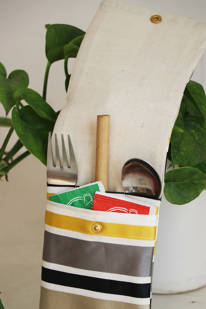 Yellow Printed Cutlery Case