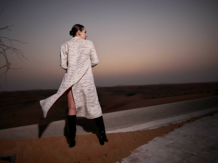 Beige and White Latifa Coat