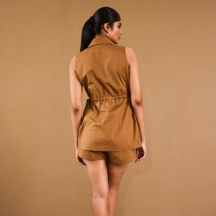 Brown Sleeveless Blazer