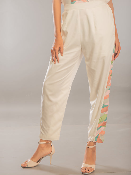 Patchwork Trousers - White