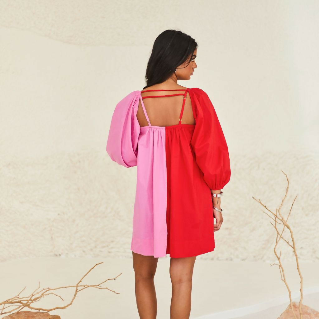 Cotton Contrast Oversized Dress
