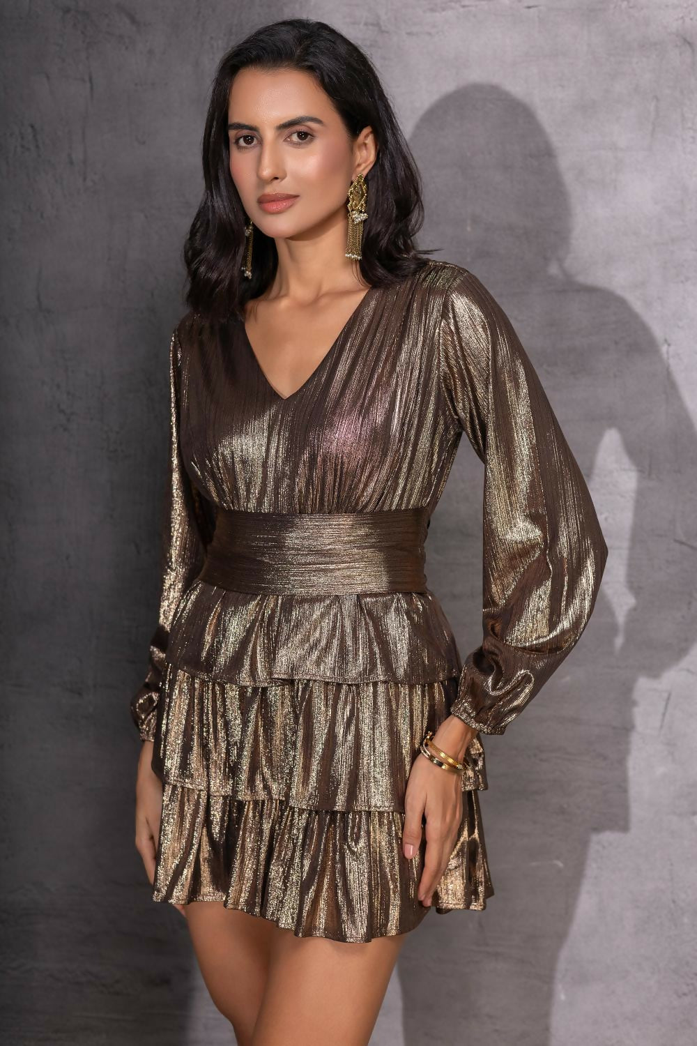 Bronze Tier Mini Dress