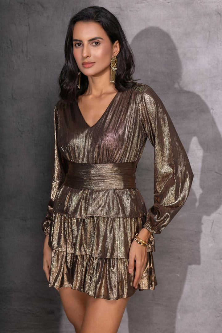 Bronze Tier Mini Dress