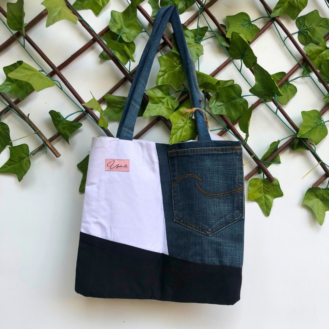 Denim Charm Tote Bag
