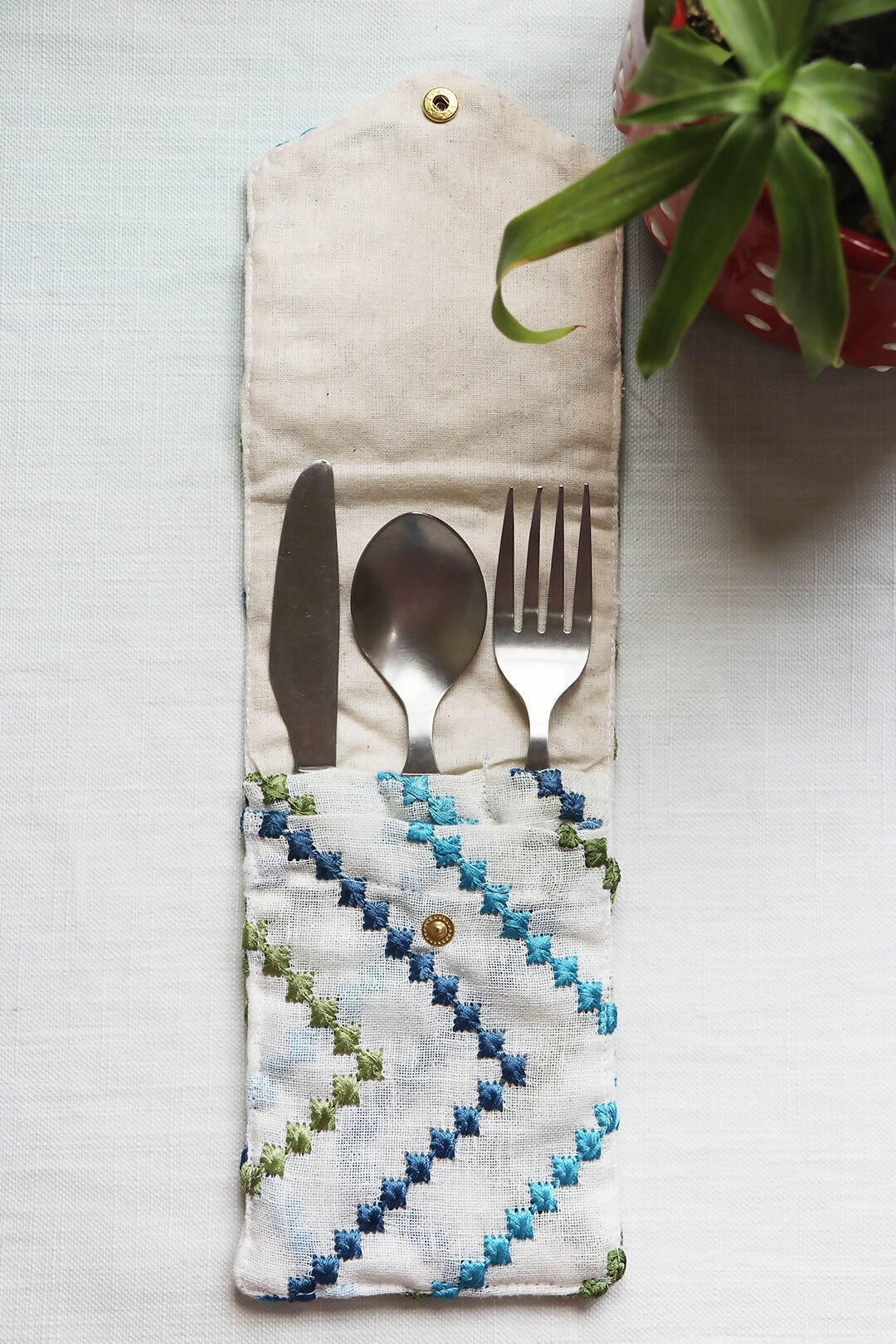 Zig-Zag Embroidered Cutlery Case