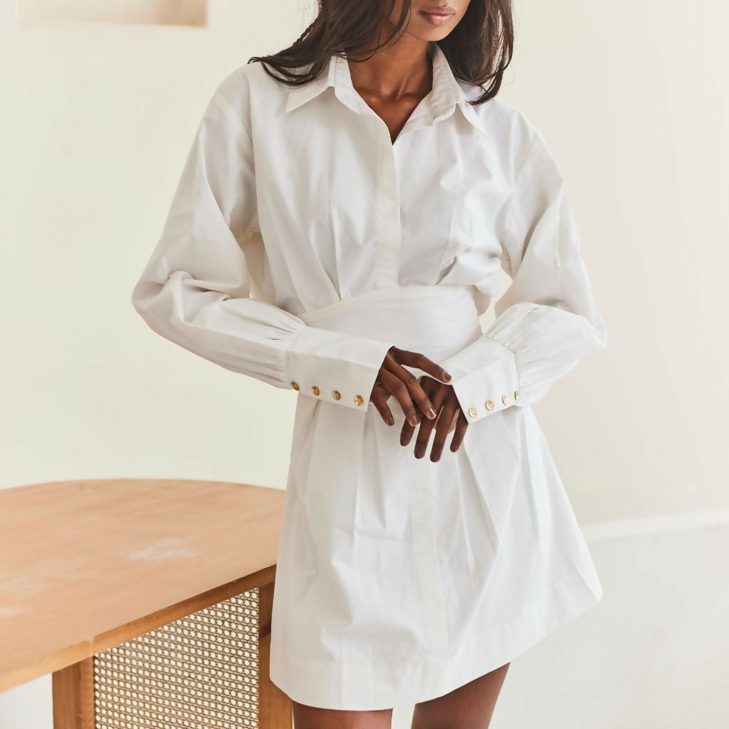 White Short Shirt Dress
