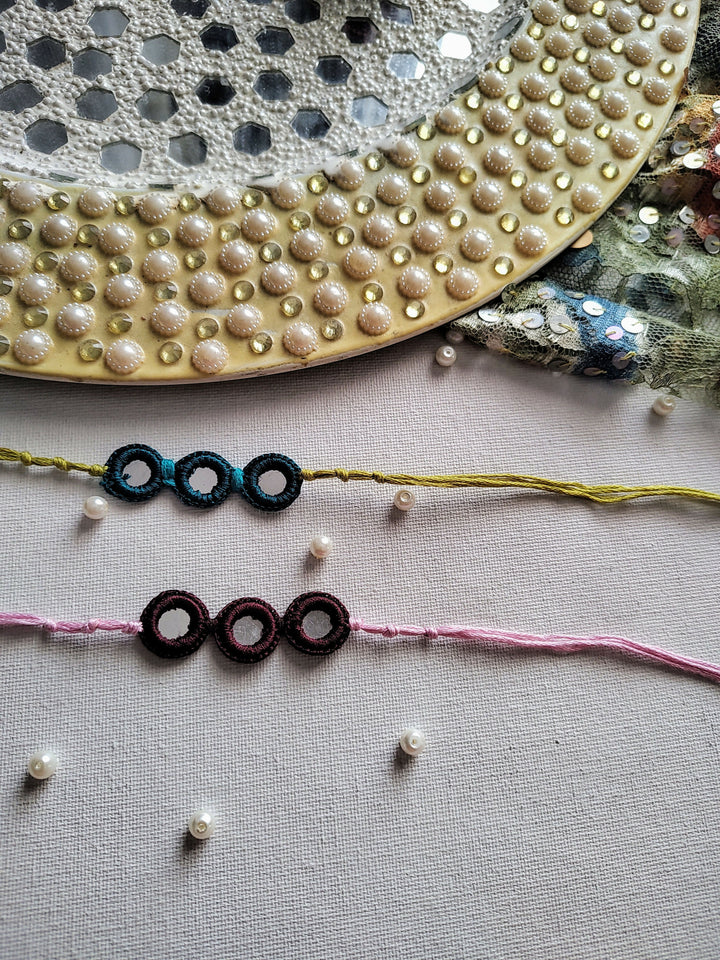 Multicolor Crochet Mirror Rakhi 
