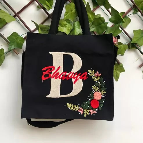 Personalized Black Box Tote Bag
