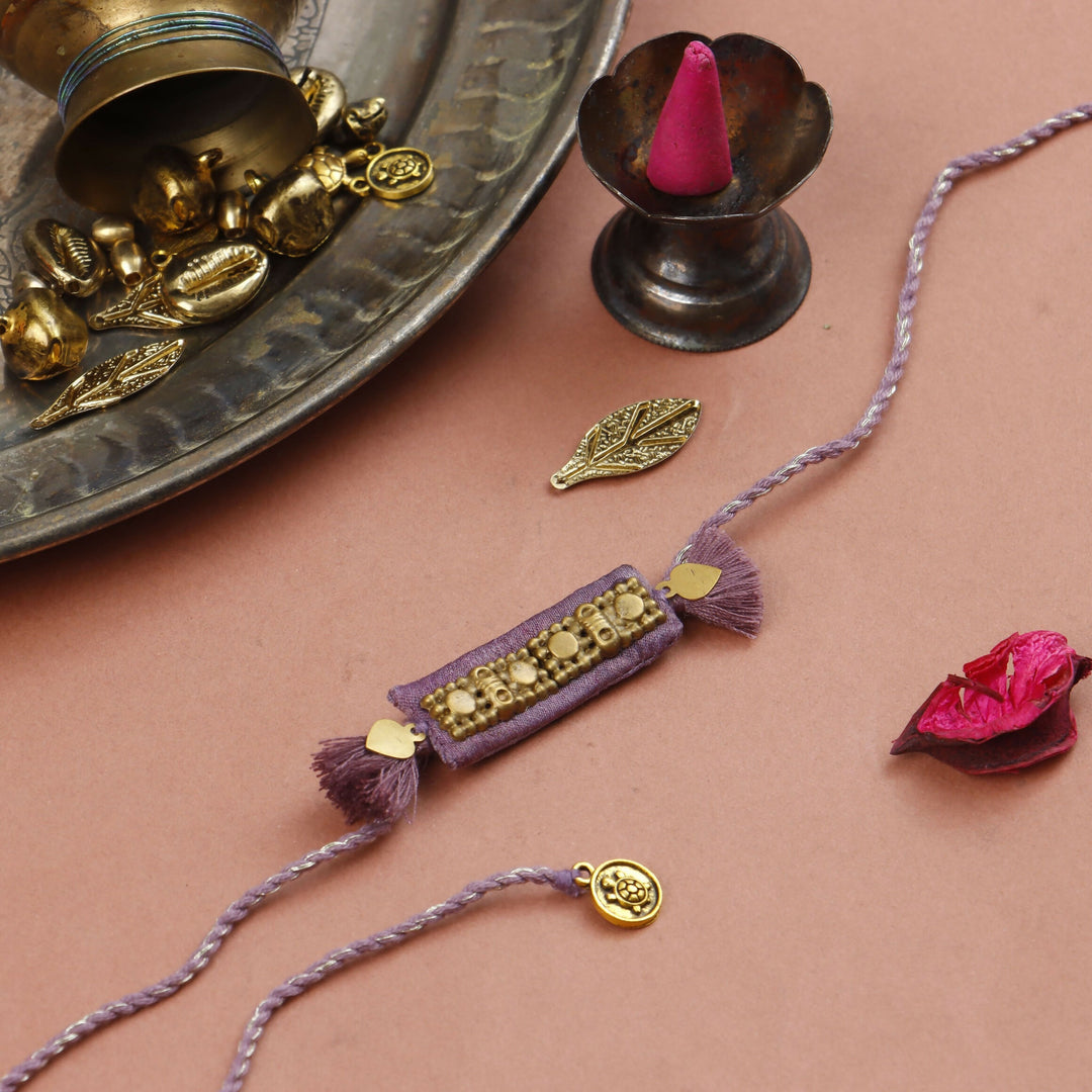 Multicolour Regal Rectangle Handcrafted Rakhi - Set of 3