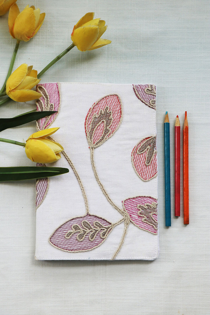 Beautiful Leaves Embroidered - Soft Cover Handmade Notebook