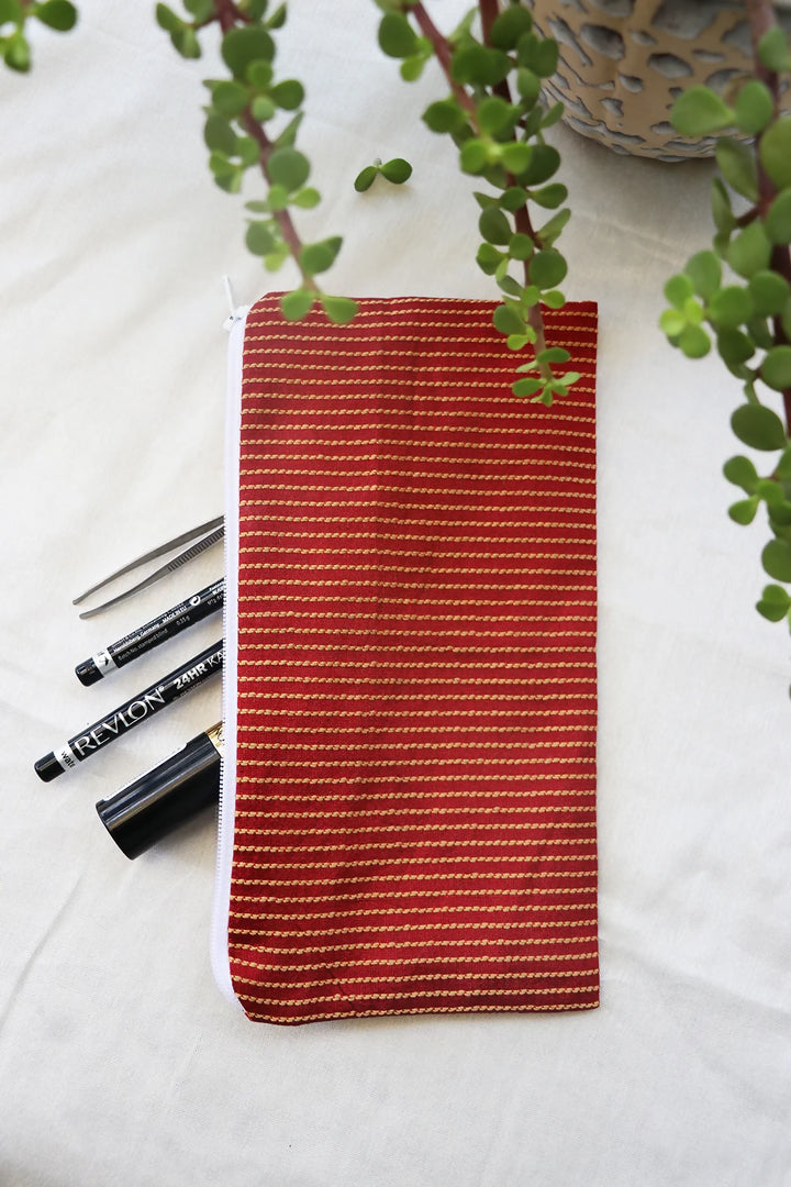 Red & Beige Stripe Multipurpose Pouch