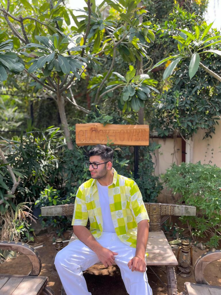 Unisex Yellow Block Print Shirt
