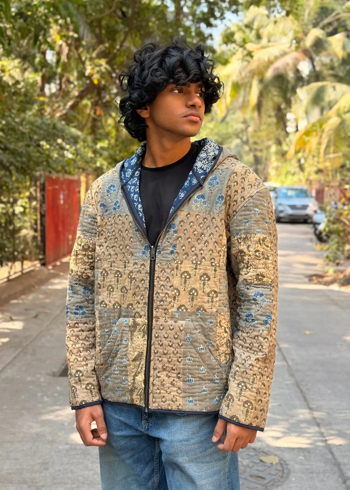 Vayu Reversible Hooded Jacket (Quilted) - Gulshan