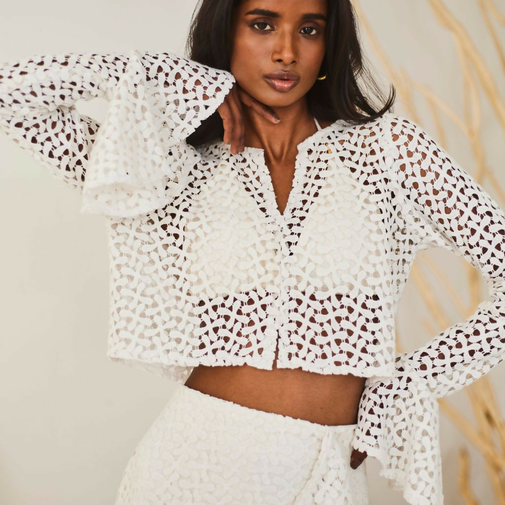 White Lace Top with Crop Top
