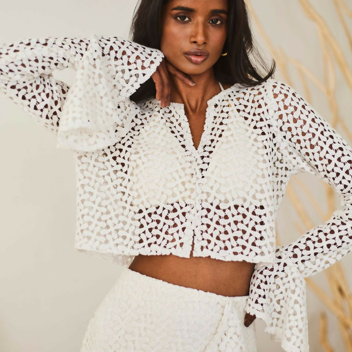 White Lace Top with Crop Top
