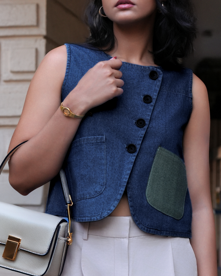 Dark Indigo Short Top X Waist Coat