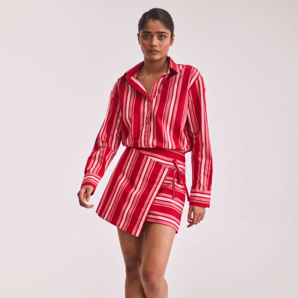 Red Shirt Short Dress