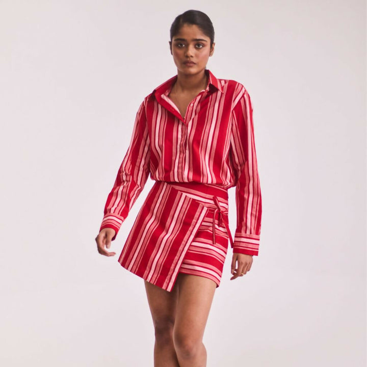 Red Shirt Short Dress