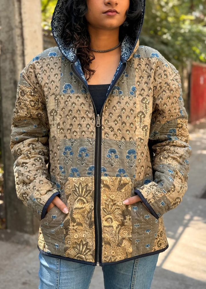 Vayu Reversible Hooded Jacket (Quilted) - Gulshan