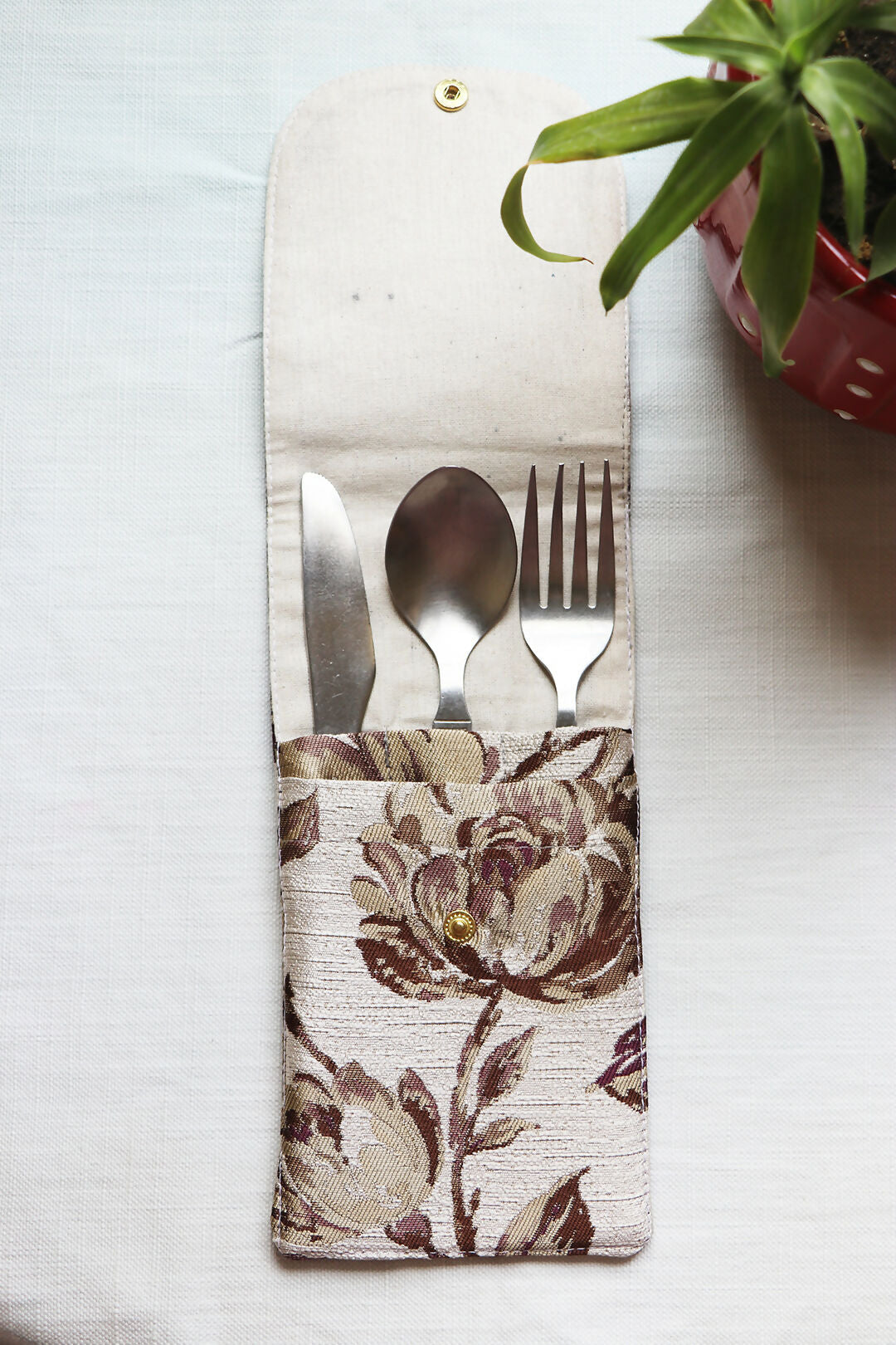 Brown Printed Cutlery Case