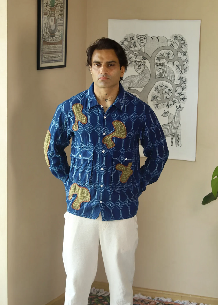 'Neel' Unisex Indigo Khadi Overshirt