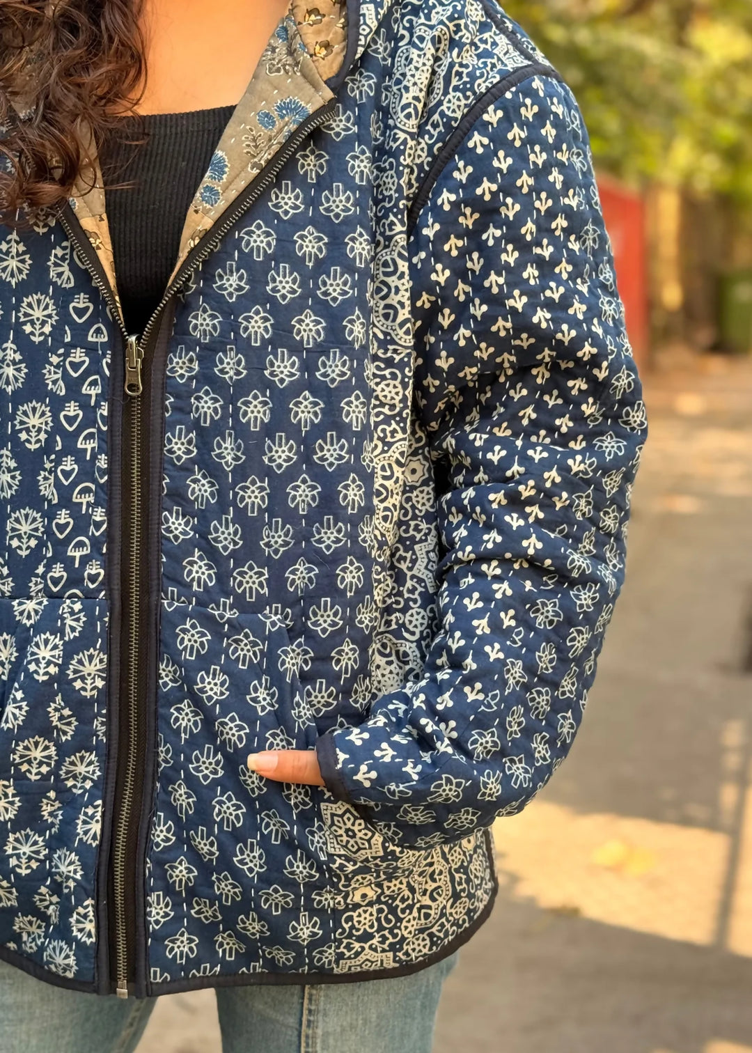 Vayu Reversible Hooded Jacket (Quilted) - Gulshan