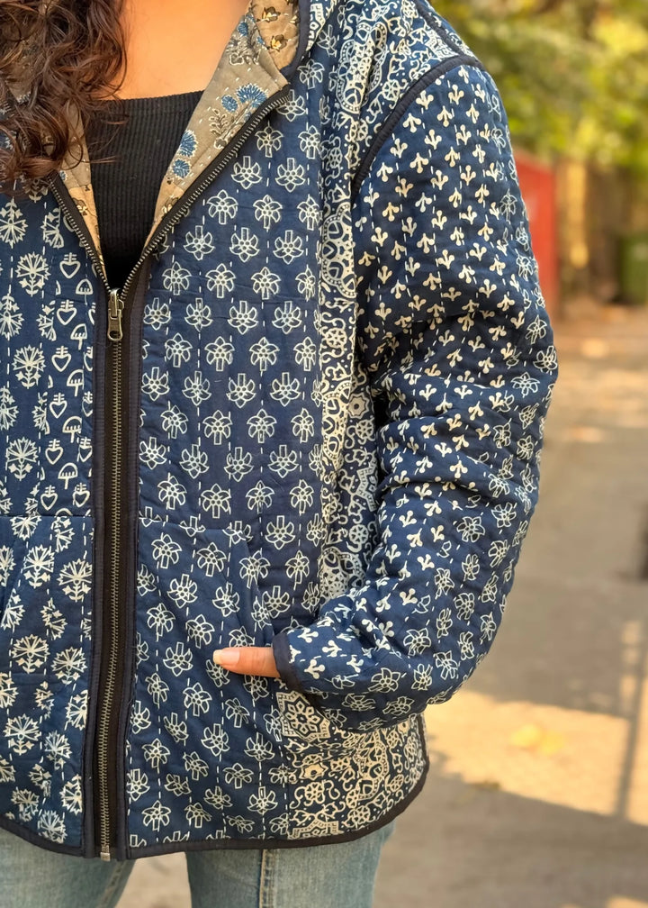 Vayu Reversible Hooded Jacket (Quilted) - Gulshan