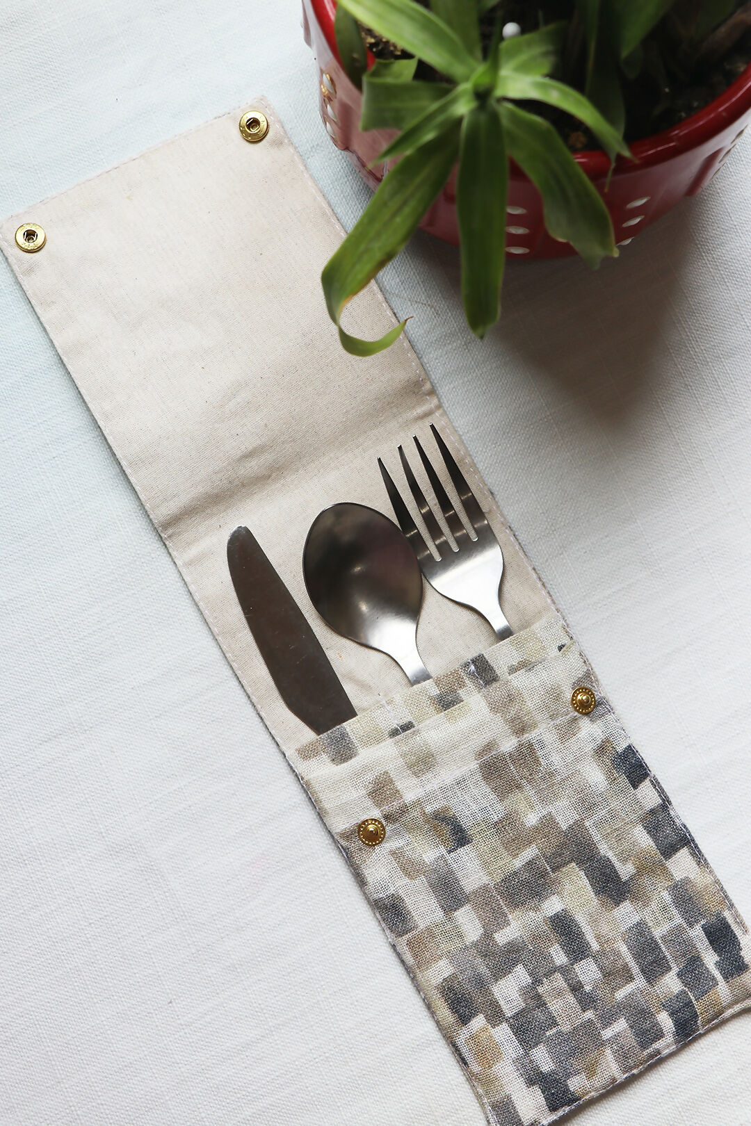 Grey Printed Cutlery Case