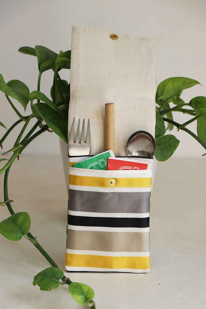 Yellow Printed Cutlery Case