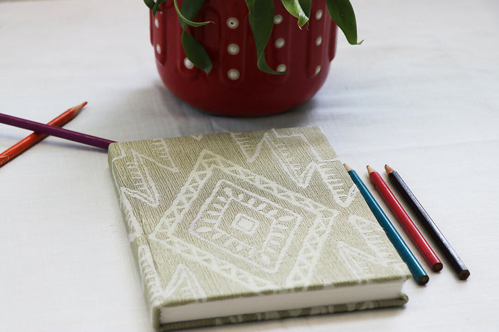 White Rhombus Printed Notebook