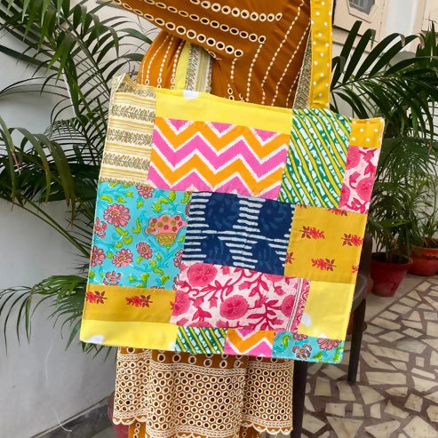 Multicolor Patchwork Tote Bag