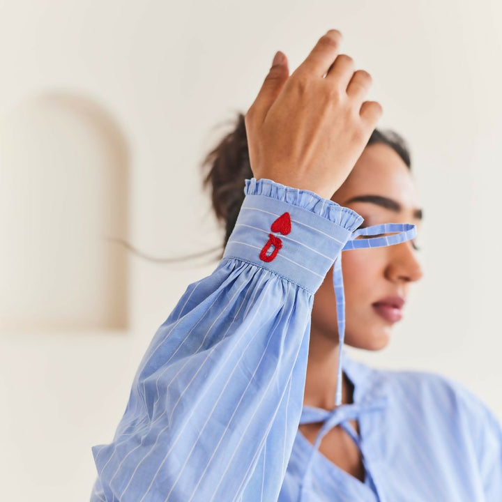 Blue Striped Oversized Shirt
