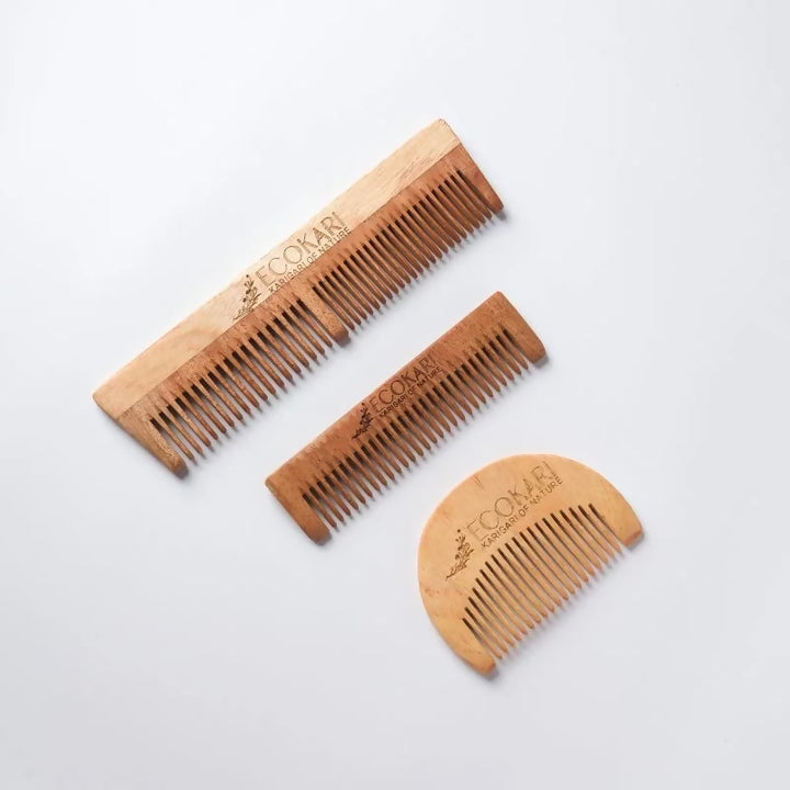 Natural Neem Wooden Combs Set