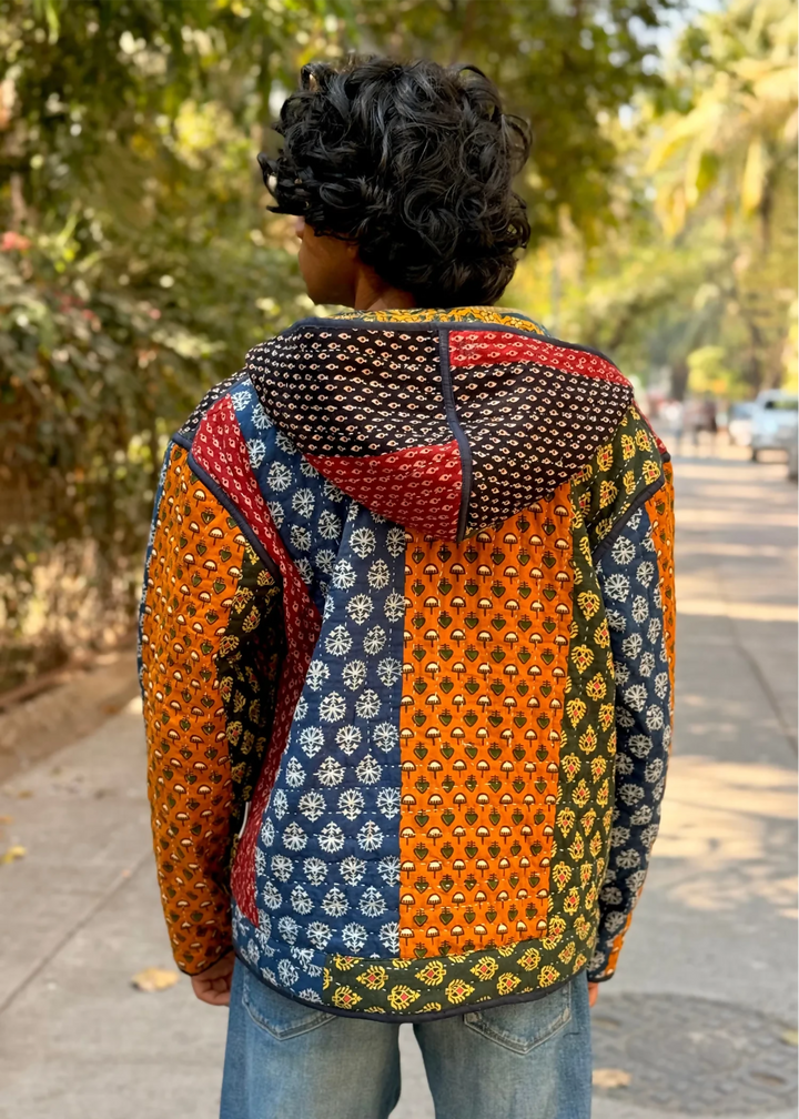 Vayu Reversible Hooded Jacket (Quilted) - Naqsh