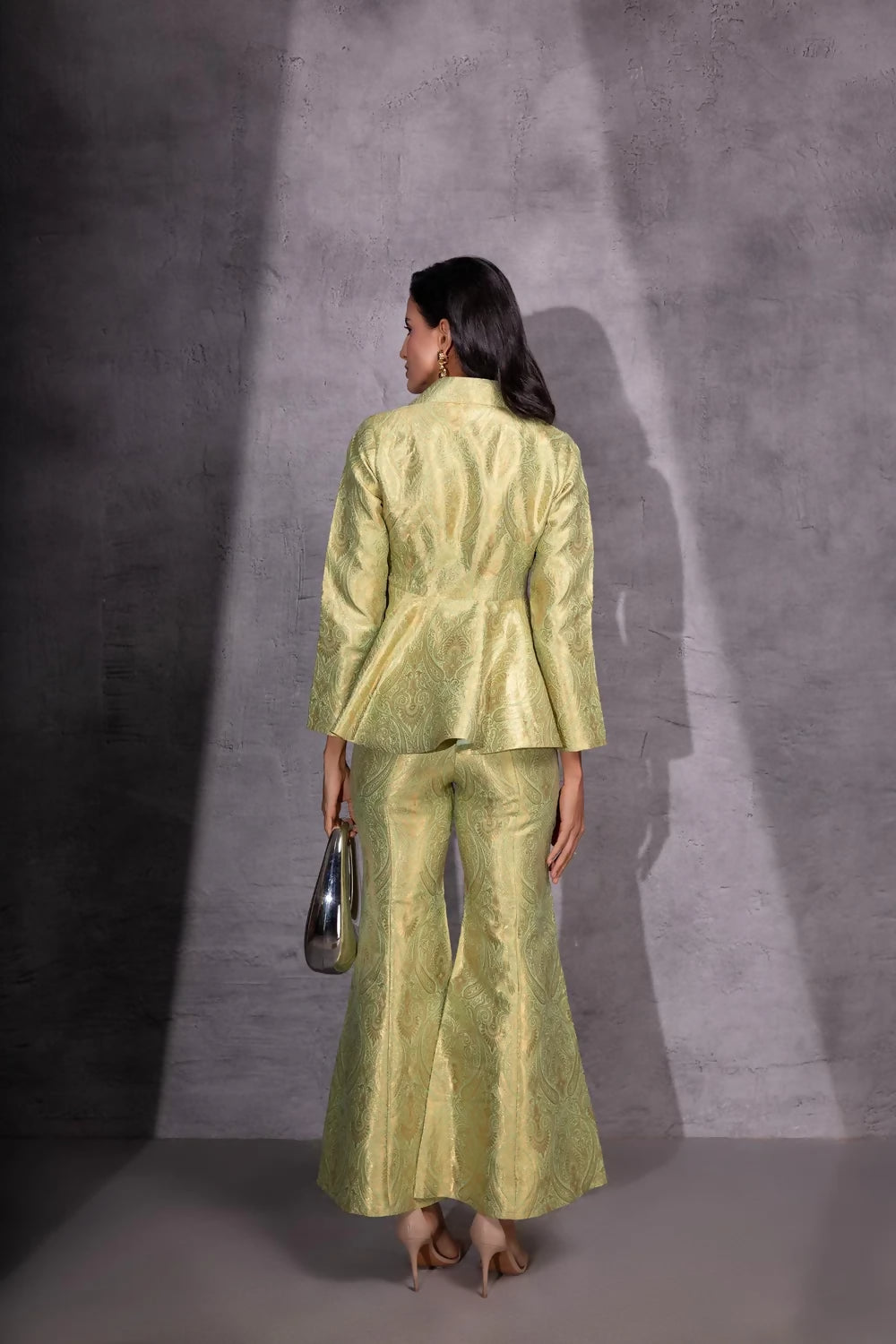 Golden Sage Peplum Top with Flared Pants