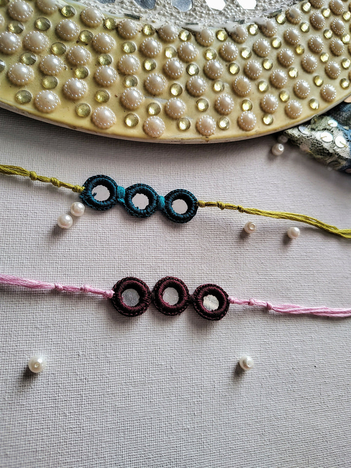 Multicolor Crochet Mirror Rakhi 
