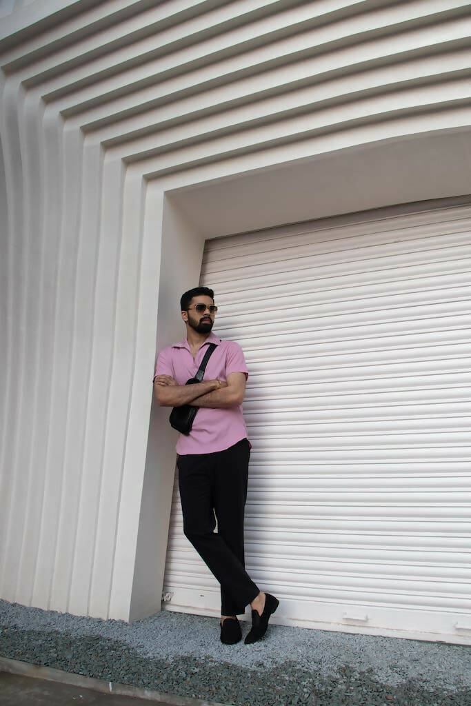 Baby Pink Shirt With Printed Collar