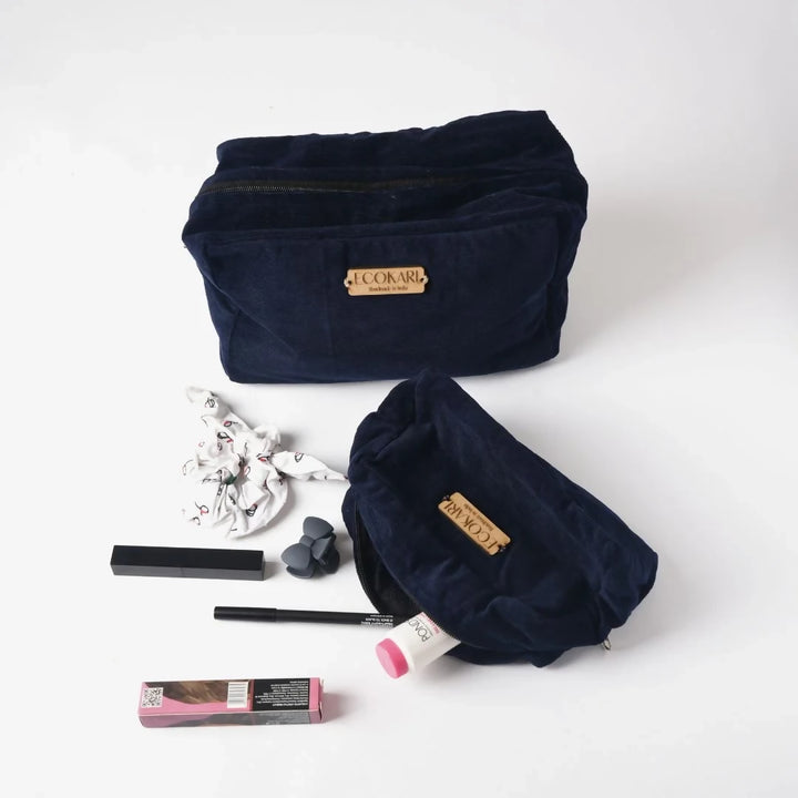 Navy Blue Corduroy Accessory Pouches