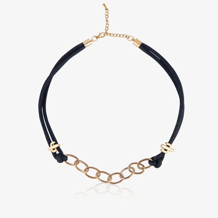 Arizona Bold Gold Necklace in Navy Blue