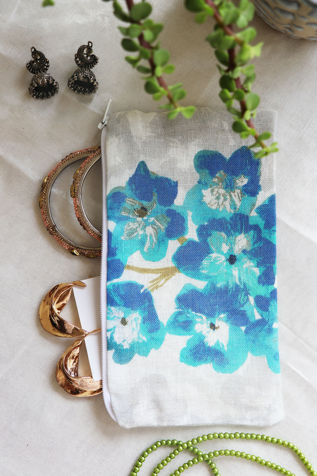 Beautiful Blue Printed Multipurpose Pouch