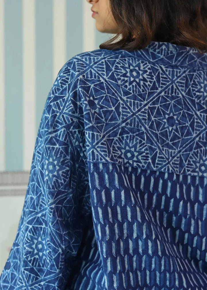 'Ambar' Unisex Indigo Khadi Shirt