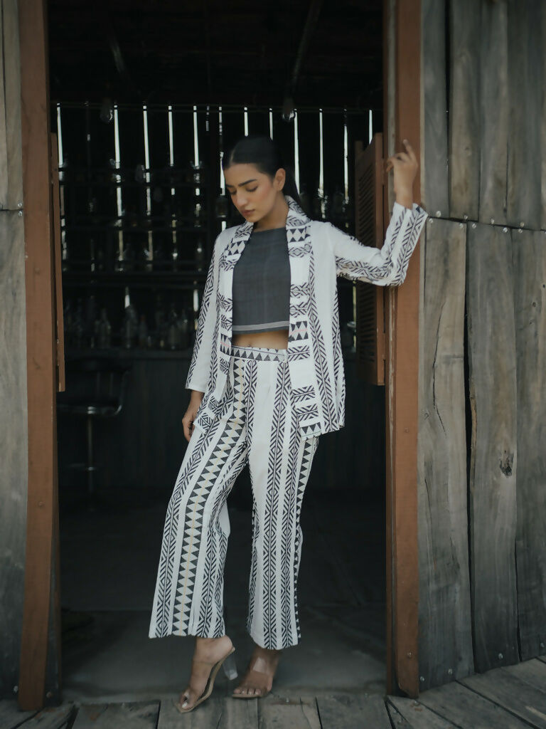 Black and White Linen Co-ord Set
